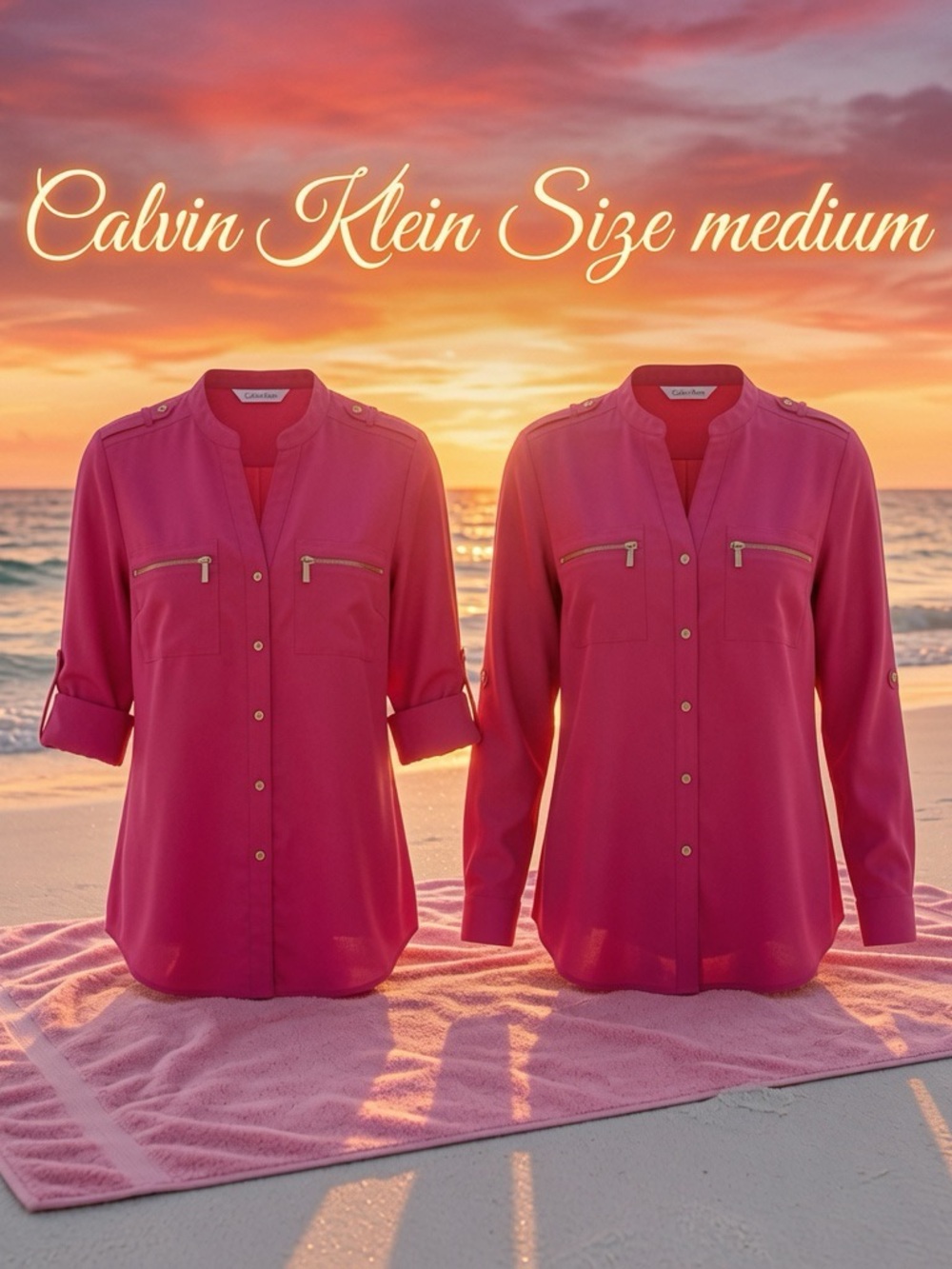 Calvin Klein Women’s Hot Pink Button-Front Utility Shirt